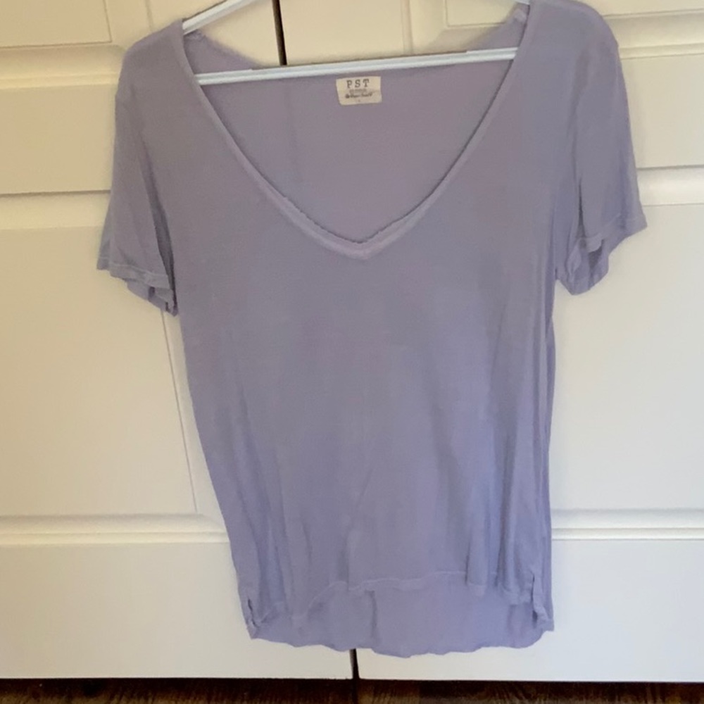 Light blue deep v neck tee